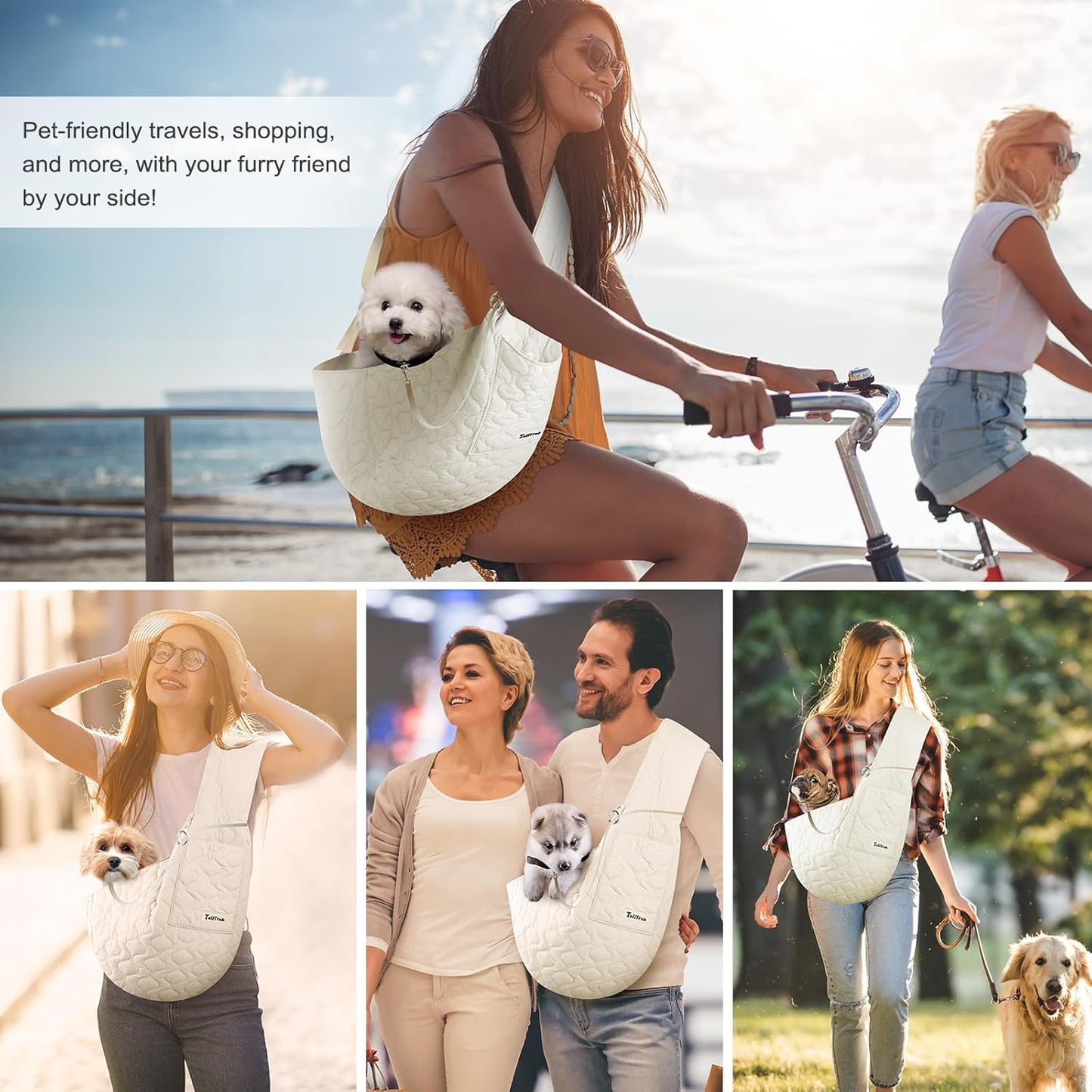 Dog Sling for Small Dogs, Front Dog Sling Carrier, Padded Adjustable Pet Soft Carrier with Adjustable Shoulder Strap, Travel Safety Harness Machine Washable for Small Cats Puppy Outdoor