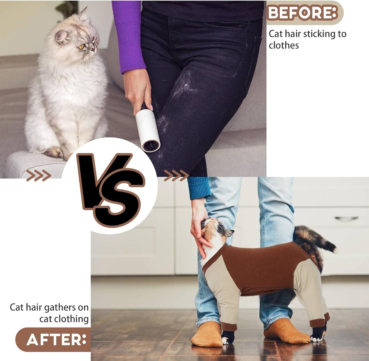 QBLEEV Cat Pajamas for Cats Only, Sticky Hair Cat Clothes, Prevent Lost Fur Kitten Onesie Shirts Costumes Outfits for Daily Wear Parties Photography, Cat Recovery Suit for Cats or Small Dogs