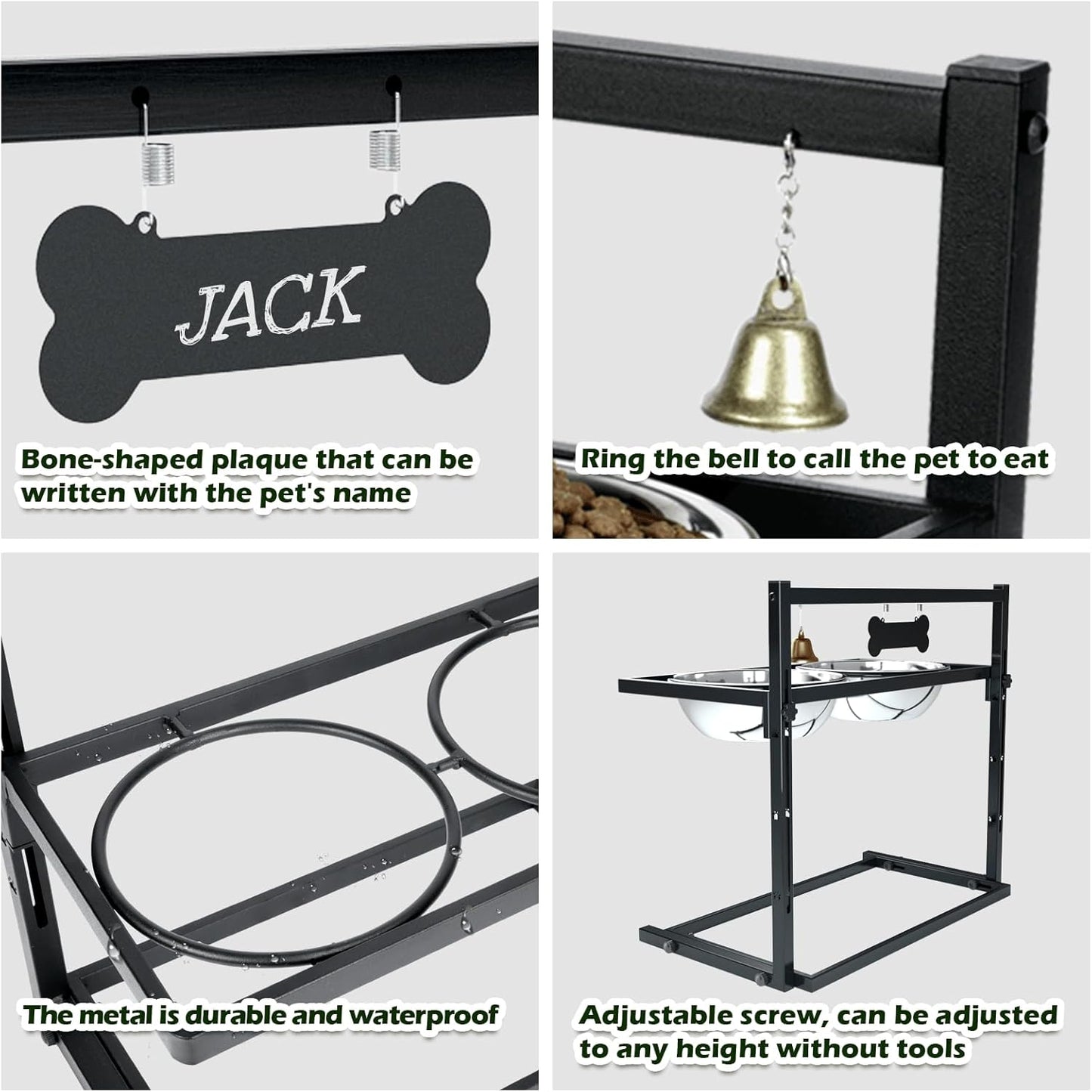 SHAINFUN Christmas Elevated Dog Bowls for Large Breeds with Mat, Adjustable Height, Tall Raised Dog Food Water Bowl Stand Gift for Dogs