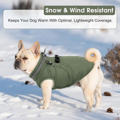 SAWMONG Dog Coat, Warm Dog Winter Coat, Waterproof Fleece Jacket, Cold Weather Dogs Jacket (3XL,Green)