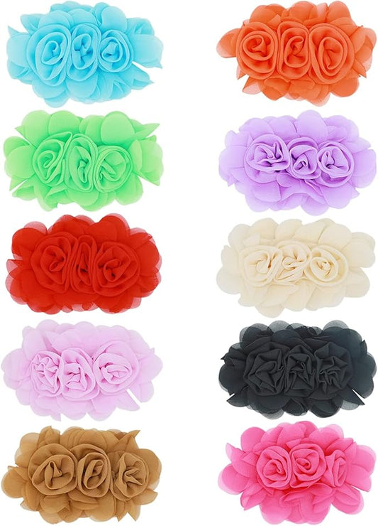 10 PCS Dog Collar Flowers, Multi-Color Pet Bow Ties Flower, Sliding Pet Collar Grooming Accessories for Puppy Small Medium Large Dogs Kitten Cats Rabbits
