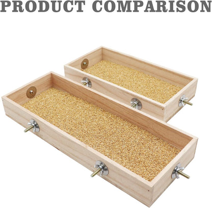 Bird Feeding Cups, Natural Wooden Parrot Perch Stand, Birds Food Dish, Parakeets Feeder Bowl, Cage Accessories for Small Animals Rat Hamster Guinea Pig Chinchillas Budgies Cockatiels Love Birds