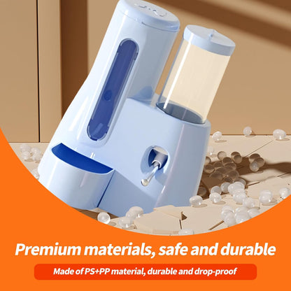 2-in-1 Hamster Water Bottle & Food Dispenser - Leak-Resistant Design for Glass/Wire Cages (120ml/4oz BPA-Free + Double Seal Nozzle) Dwarf Hamster & Mice Essentials (Blue, 6.3×5.1×4.3)