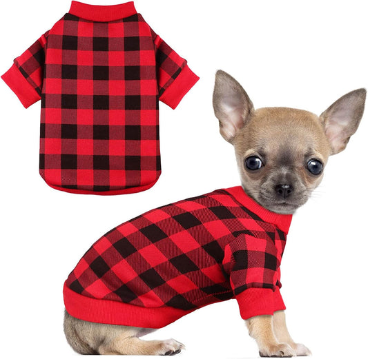 Dog Fleece Sweater for Small Dogs Buffalo Plaid Dog Clothes Soft Thickening Warm Small Dog Sweater Puppy Clothes for Small Dogs Girl & Boy(M)