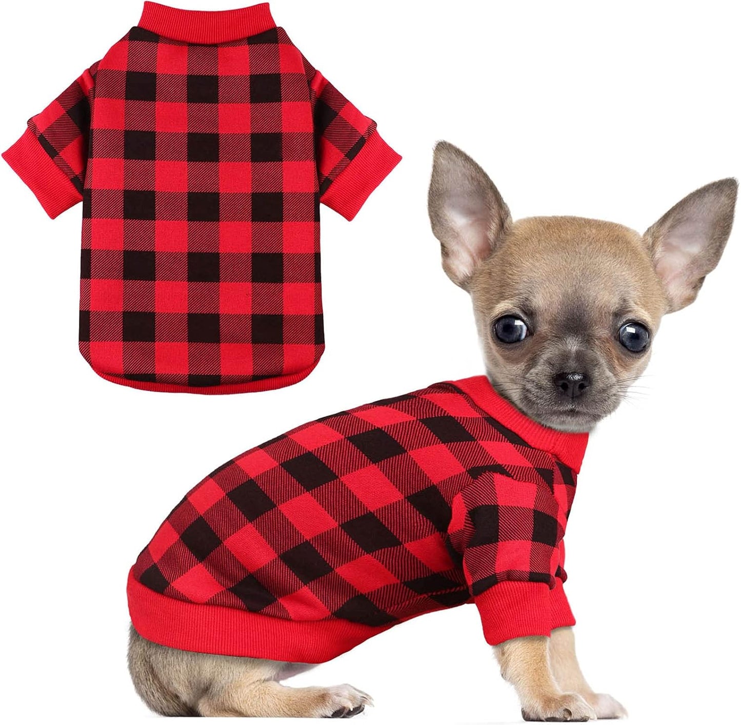 Dog Fleece Sweater for Small Dogs Buffalo Plaid Dog Clothes Soft Thickening Warm Puppy Clothes for Sweater Small Dogs Girl & Boy(S)