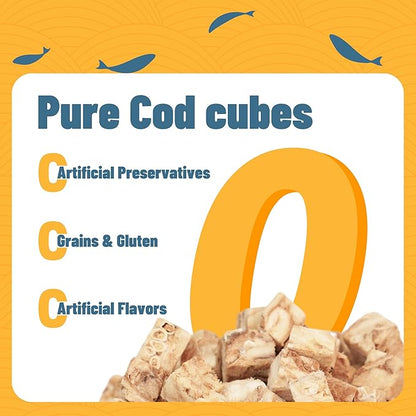 Just Try 4.76 oz Freeze-Dried Cod Treats Dog & Cat Treats - Single Ingredient, Grain-Free Snacks Omega-3 Supports Skin & Coat Health