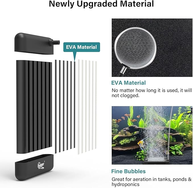 hygger Non-Clogging Fish Tank Bubbler, Aquarium Air Stone with Special EVA Material, Air Bubbler for Nano Air Pump Fish Tank Small Bucket and Hydroponics