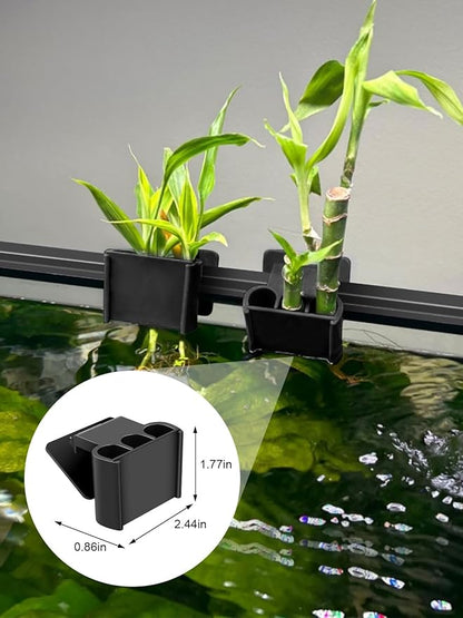 3 Holes Upgraded Aquatic Plant Cup Aquarium Plant Holder for Tank, Hanging Aquarium Plant Holder, Aquarium Aquatic Plant Cultivation, Aquarium Plant Decoration - 2 Pcs Black