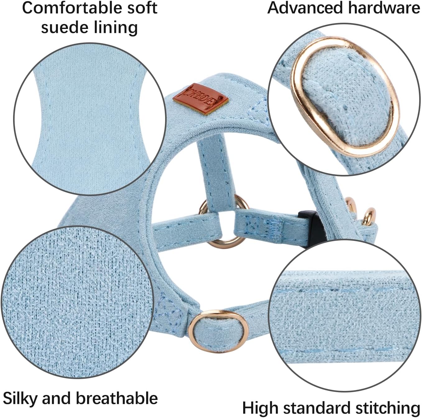 No Pull Dog Harness- Lightweight, Soft, Adjustable Small Harness Collar and Leash Set, Suitable for Cats Puppy Small and Medium-Sized Dog Outdoor Training and Running (Blue, XS)