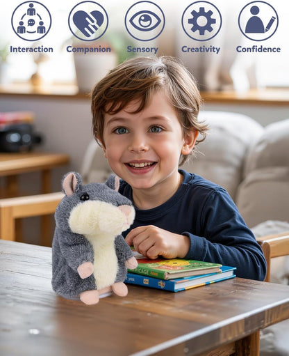 Ayeboovi Kids Toys Talking Hamster Repeats What You Say, Stuffed Animals for Toddler Kid Birthday Gift, Fun Interactive Plush Autism Toy for 3 4 5 Years Old Boys Girls