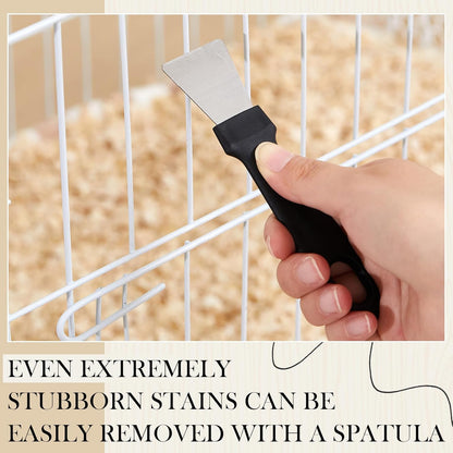 Bird Cage Cleaner with Two Brush Heads Stainless Steel Bird Droppings Cleaning Scraper Long Handle Tool for Cleaning Parrot Cages Pet Supply Cage Accessory
