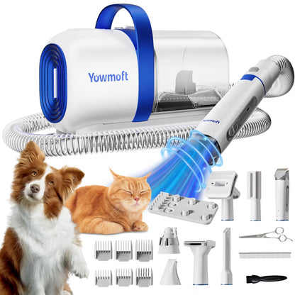 Dog Grooming Vacuum & Kit, 15 Pet Grooming Tools, Max 11 Kpa, 2 L Capacity, Pet Groomer for Dogs/Cats/Home