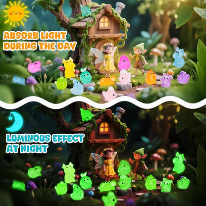 Mini Glow in The Dark Animal Resin Models Mystery Resin Animals Individually Wrapped Blind Bag Hide Small Luminous Figures DIY Fairy Garden House Micro Landscape Aquarium Decor Random Design (200)