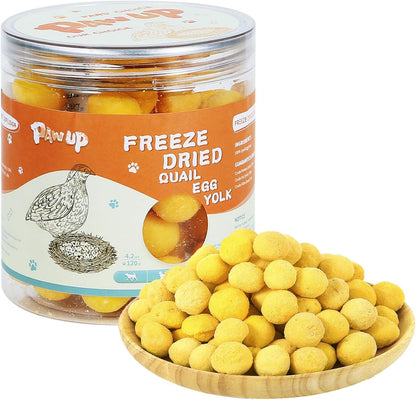 PAWUP Freeze Dried Quail Egg Yolk Pet Treats, Freeze-Dried Pet Food for Dogs, Cats, Pure Fresh Ingredient, 4.2 oz, Rawhide Free, Gluten&Grain Free