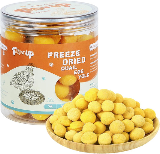 PAWUP Freeze Dried Quail Egg Yolk Pet Treats, Freeze-Dried Pet Food for Dogs, Cats, Pure Fresh Ingredient, 4.2 oz, Rawhide Free, Gluten&Grain Free