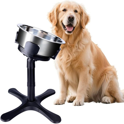 Elevated Dog Bowl, 3 Adjustable Stand Heights and Width, Non-Slip Foot Mats, Tilting Raised Dog Bowls for Small, Medium and Large Dogs Breed (1 Pack), Black