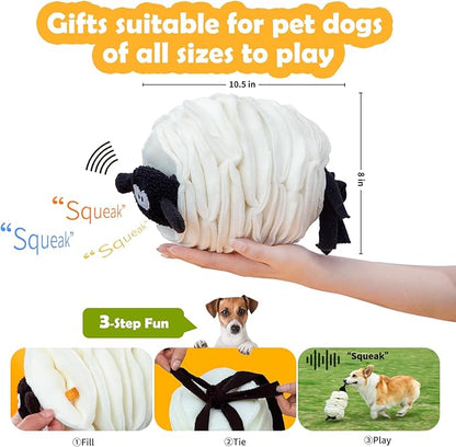 Sheep Shape Snuffle Ball for Dogs - Interactive Puzzle Toy & Treat Dispenser Mat, Slow Feeder to Relieve Puppy Boredom and Anxiety (Upgraded Squeaky)