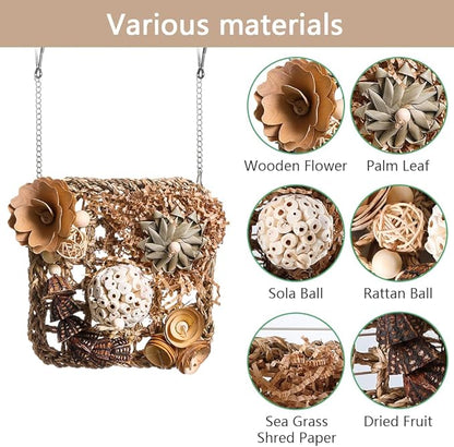 Bird Foraging Toys Natural Bird Toys Conure Toys Parrot Shredding Hanging Toys for Small to Medium Birds Parakeet Cockatiel Conure Lovebird Budgie