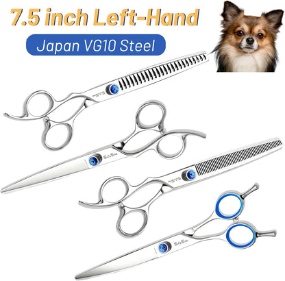 7.5in Straight Chunker Dog Grooming Scissors Set, VG10 Steel Pet Shears Kit, Professional Dog Trimming Scissors, for Rabbit Cat Face Body Hair Cutting Groomer or at Home, with Ergonomic Handle