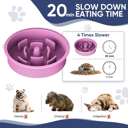 XIAZ Slow Feeder Dog Bowl Elevated Food and Water Bowl Stand for Large Medium Sized Dog, 4 Heights Adjustable, Non-Slip, Durable, Prevents Bloating & Improves Digestion for Dogs