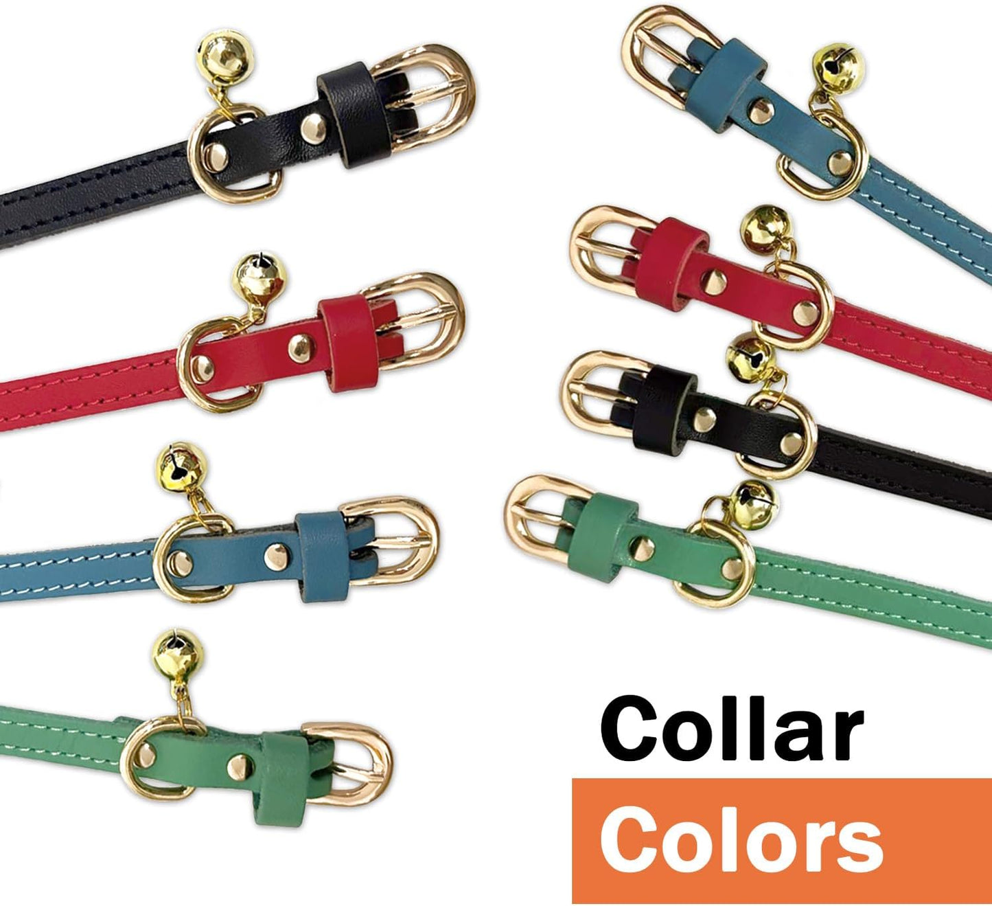 Guiding Star Leather Collar for Puppy, Cute Soft Thin Dogs Collars for Small Medium Dogs, Cat Collar with Bell (Blue, XXS, 6.2"-10")