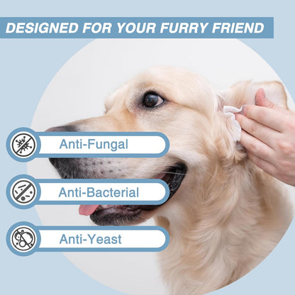 Antifungal and Antibacterial Wipes for Dogs & Cats, Dog Yeast Infection Treatment Wipes, All Natural Grooming Wipes for Cleaning, Help with Hot Spots, Ringworm, and Skin Infections, 160 Count