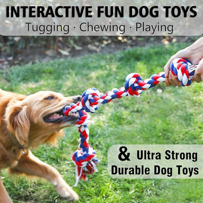Dog Rope Toys for Large Dogs Aggressive Chewers, Dog Chew Toys for Large Breed Indestructible, Heavy Duty Tough 3 Feet 5 Knots Dog Toy, Sturdy Rope toy for Dogs Tug of War Dog Toy Teeth Cleaning