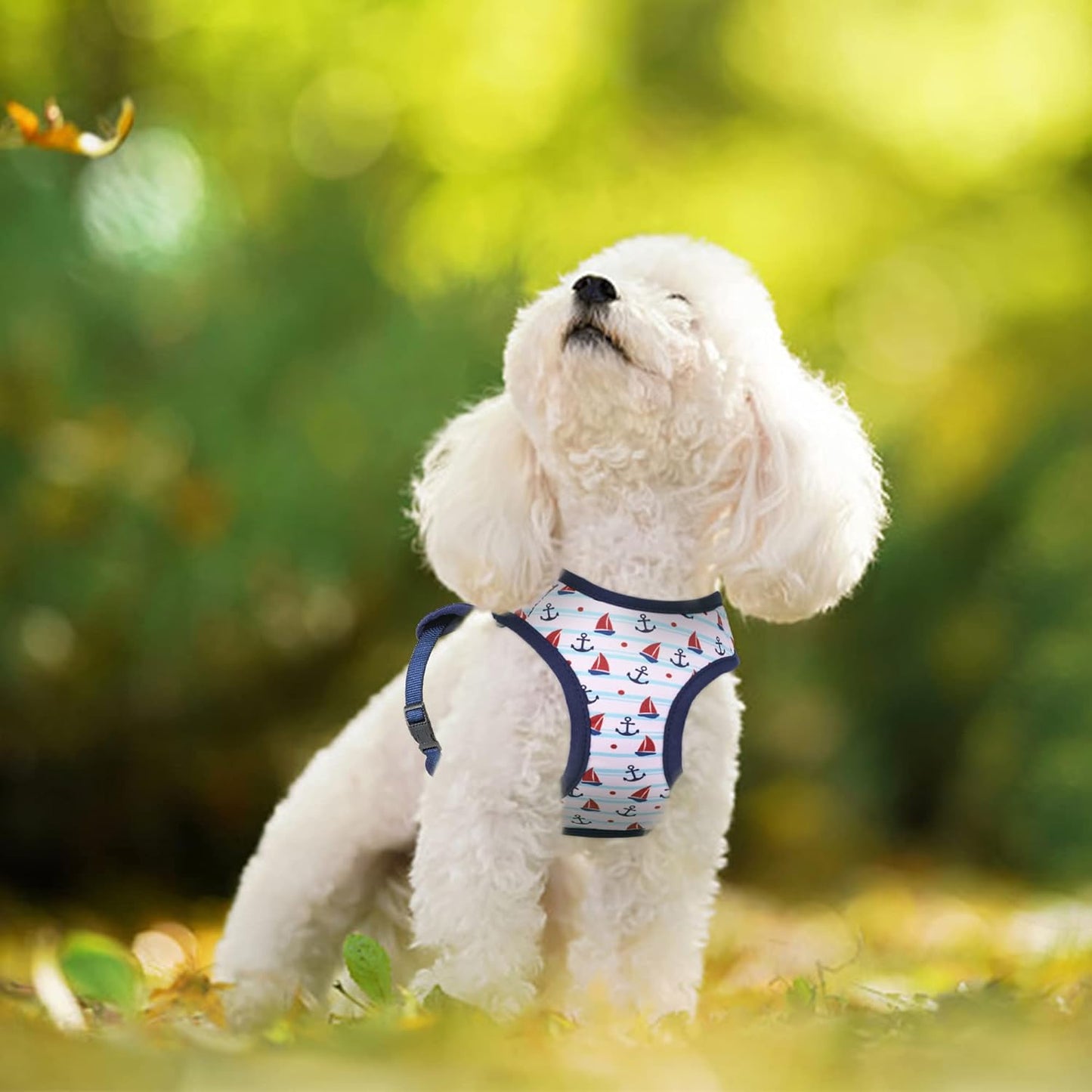 Mile High Life Step in Dog Harness for Small Dogs No Pull, Easy Get on Air Mesh Vest Harness, Adjustable Easy Closures Both Neck and Chest (White, M Chest 15.7"-23.2")