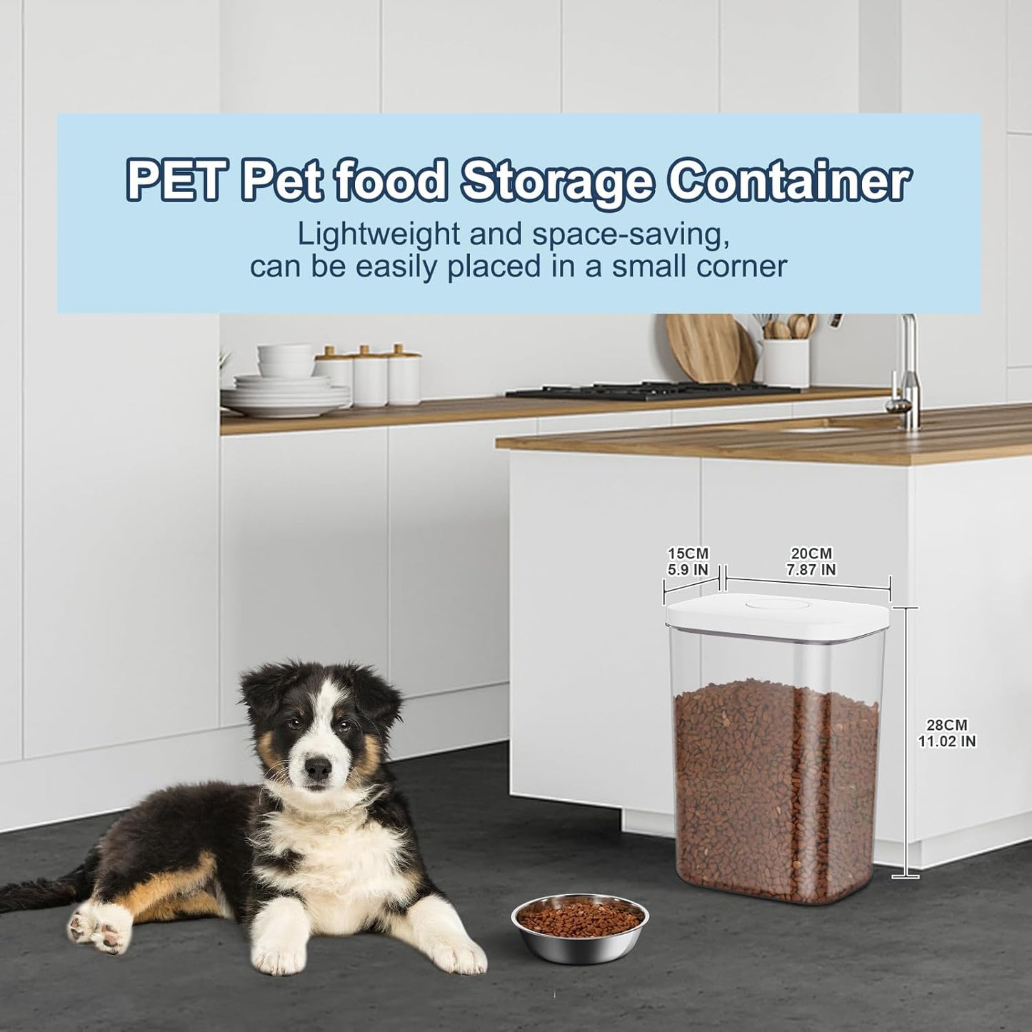 5-8 Lbs/6Qt Airtight Dog Cat Food Storage Container and Pet Storage Bin BPA-Free, PET Clear Stackable Dog Treat Containers Measuring Scoop Suitable for Dogs Food, Cats Food and Other Dry-2Pack