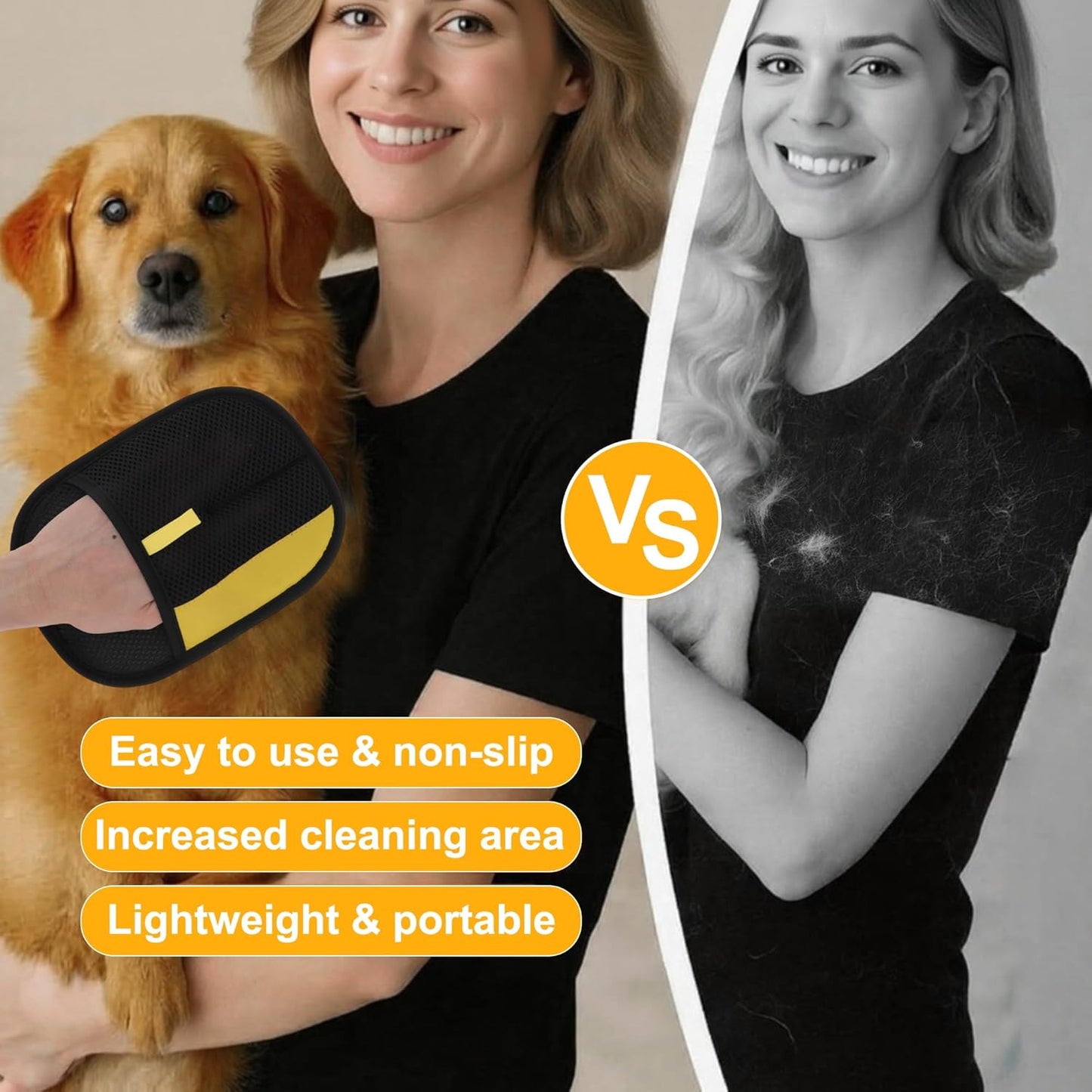 Pet Hair Remover Gloves, Advanced Static-Adhesive Pet Hair Removal Gloves, Reusable Cat Dog Hair Remover Mitt, Pet Grooming Glove for Shedding, 1PCS