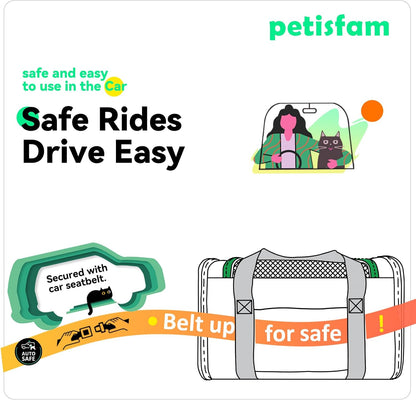 petisfam Top Load Cat Carrier for Medium Cats and Small Dogs with Washable Cozy Bed, 3 Doors and Shoulder Strap. Easy to get cat in, Easy Storage, Lightweight, Airline Approved