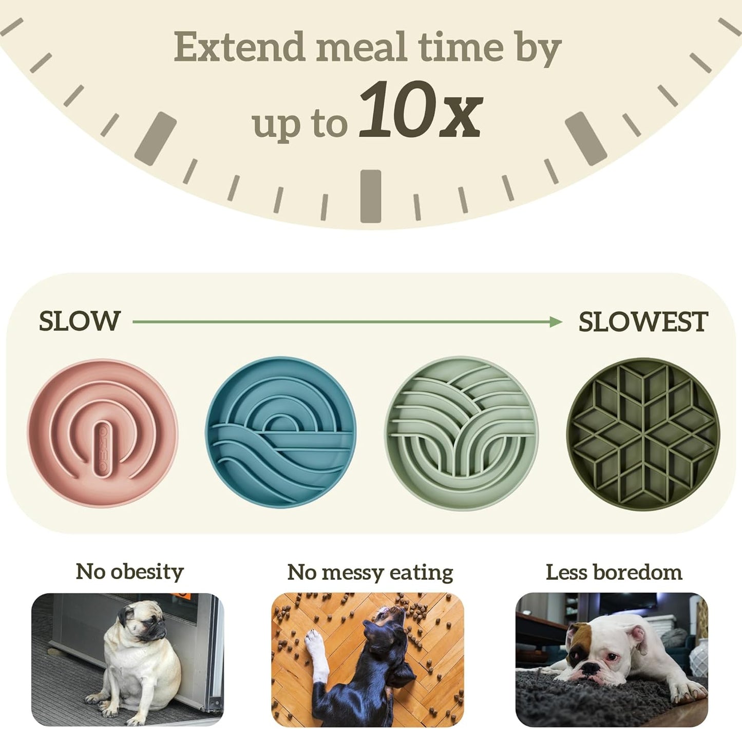 OHMO Slow Feeder Dog Bowls (Diamond, 8" Coral) Enrichment Toy Soft Silicone Food Safe Feeding Bowl Non Slip Suction Cup for All Breed Pet, Cat Slow Down Eating Dishes, Boredom and Anxiety Reducer