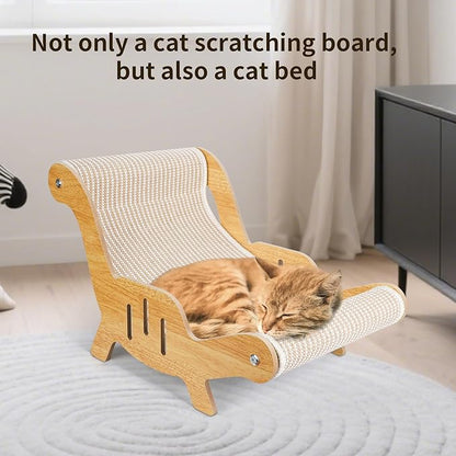 Cat Scratcher，cat Toys for Indoor Cats, Hand-Woven Hemp Rope, no Shedding, cat Bed, Durable and Sturdy, Beautifully Crafted Wood.