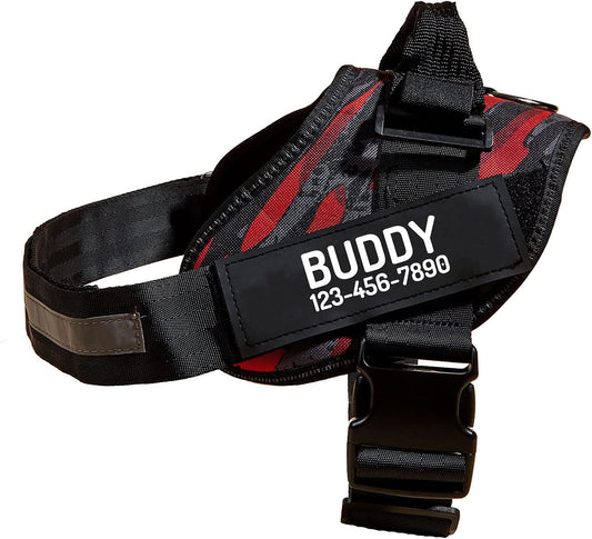 PawPawify Custom No Pull Dog Harness with Name and Phone Number, Heavy Duty Personalized Pet Vest to Prevent Tugging, Pulling, or Choking, Training and Walking (Camouflage Red, M (Chest 20-24in))