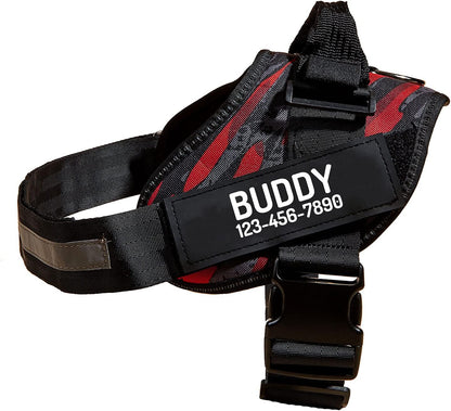 PawPawify Custom No Pull Dog Harness with Name and Phone Number, Heavy Duty Personalized Pet Vest to Prevent Tugging, Pulling, or Choking, Training and Walking (Camouflage Red, L (Chest 23-30in))