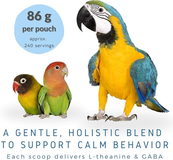 UnRuffledRx™ Calming Formula for Parrots – Helps Birds Stay Chill During Fireworks, Visitors & Travel – Soothes Screaming, Biting, Plucking – 224 Servings