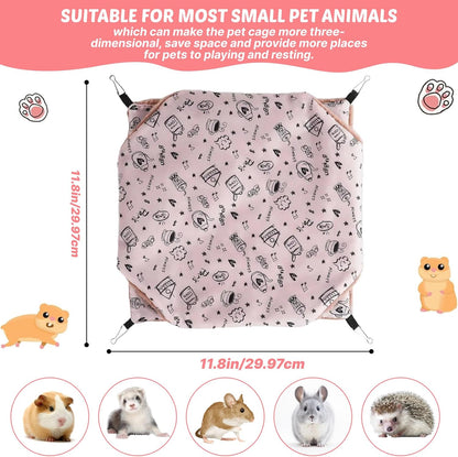 LYART 2 Pieces Guinea Pig Rat Ferret Hammocks and Warm Beds for Small Animals Pet, Squirrel Rat Ferret Cage Accessories and Toys for Sugar Glider Guinea Pig Hamster (2.Teapot+Heart)