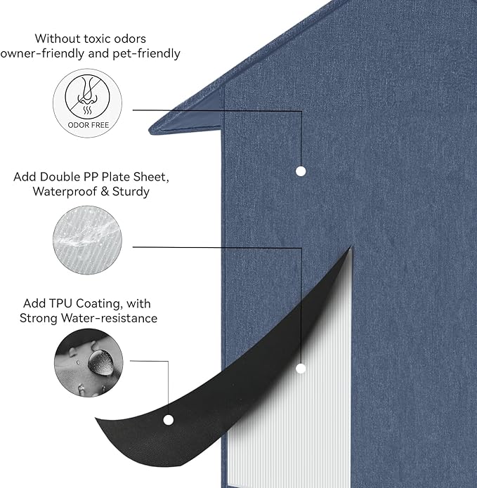 Outdoor Cat House Feral Cat Shelter,Outside Waterproof Cat House for Outdoor/Indoor Cats, Insulated Cat Bed for All Seasons with Cozy Cushion Easy to Assemble, Navy Blue