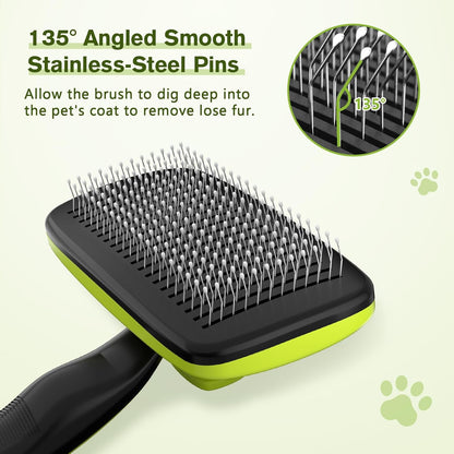 Pecute Self-Cleaning Slicker Brush for Dogs, Cats, Lightweight Dog Brush for Shedding Massaging Grooming, Cat Brush Gently Removes Loose Fur Undercoat for Small Dogs Cats Rabbits of All Hair Types