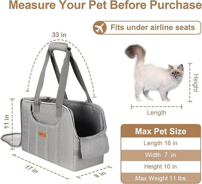 Dog Purse Carrier for Small Dogs Cats Rabbits Up to 15lbs, Lightweight Pet Sling Carriers with Crossbody Strap, Portable Puppy Soft Sided Tote Bag Carrier for Vet,Hiking,Travel Gray