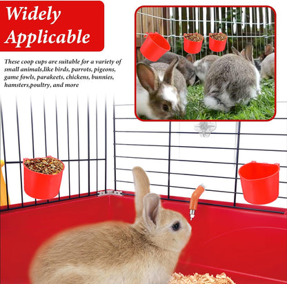 60 Pieces Cage Cups Birds Hanging Feeders Seed Bowl 8 oz Plastic Chicken Feeder Water Bowl Hanging Chicken Waterer Feeding Watering Dish Coop Cups for Gamefowl Parrot Parakeet Poultry(Red)