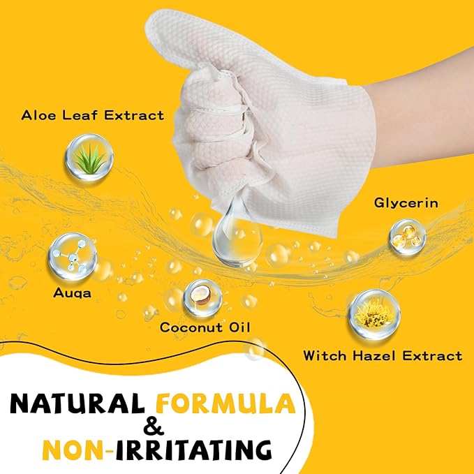 Pet Glove Wipes for Dogs Cats Disposable Dog Wipes Cleaning Deodorizing for Fur Paws and Butt Rinse Free Shampoo Mittens Cat Grooming Bath Wipes 10PCS