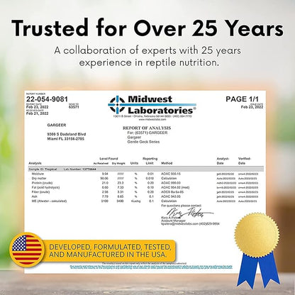 8oz Complete Crested Gecko Food Diet. Premium Mix, Ready to Use Freshly Made Powder. Unique Formula, Developed & Made in The USA. Enjoy! (Tropical + Insects Protein)