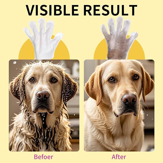 MIOSSZI 40 PCS Pet Gloves Wipes for Dogs & Cats Wipes Cleaning Deodorizing Hypoallergenic No-Rinse Pet Grooming Wipes Unscented Extra Thick Bathing Wipes for Pet Dry Cleaning Daily Care and Travel