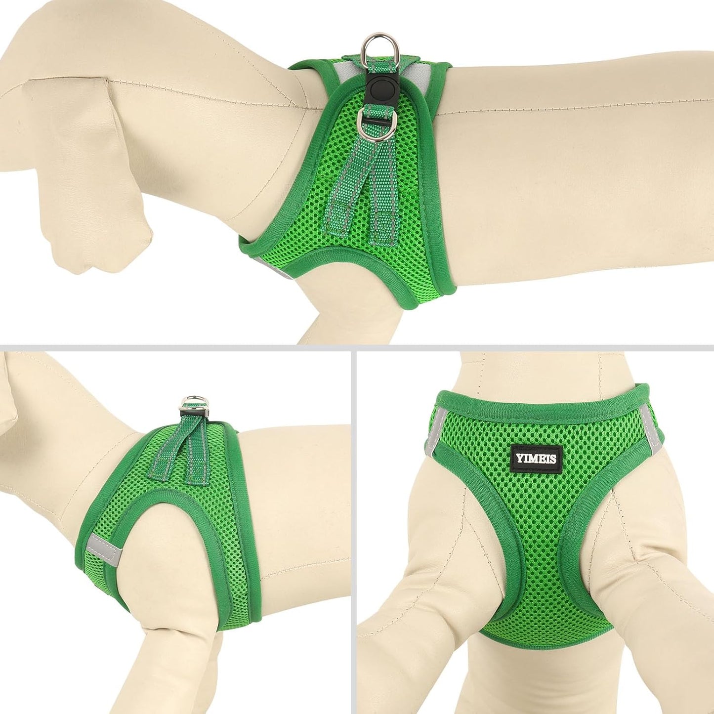YIMEIS Dog Harness and Leash Set, No Pull Soft Mesh Pet Harness, Reflective Adjustable Puppy Vest for Small Medium Large Dogs, Cats (Green, Small (Pack of 1)