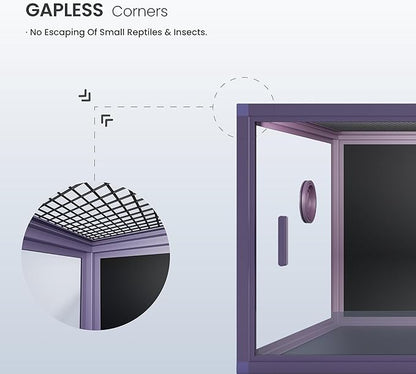 85 Gallon Reptile Tank, Front Opening Snake Tank for Easy Maintenance, Reptile Enclosure with Top Screen Ventilation 48''x24''x18''