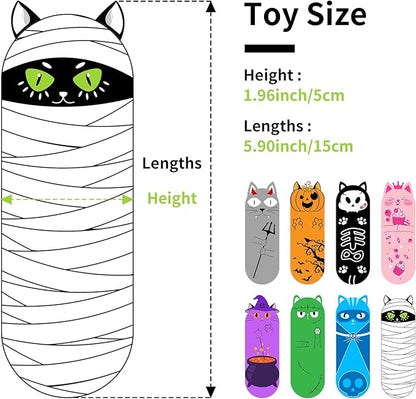 PET SHOW 8 Pack Halloween Cat Kicker With Catnip Crinkle Sound for Indoor Cats - Cute Ghost Pumpkin Plush Kittens Shape Natural Interactive Pet Kitty Toy