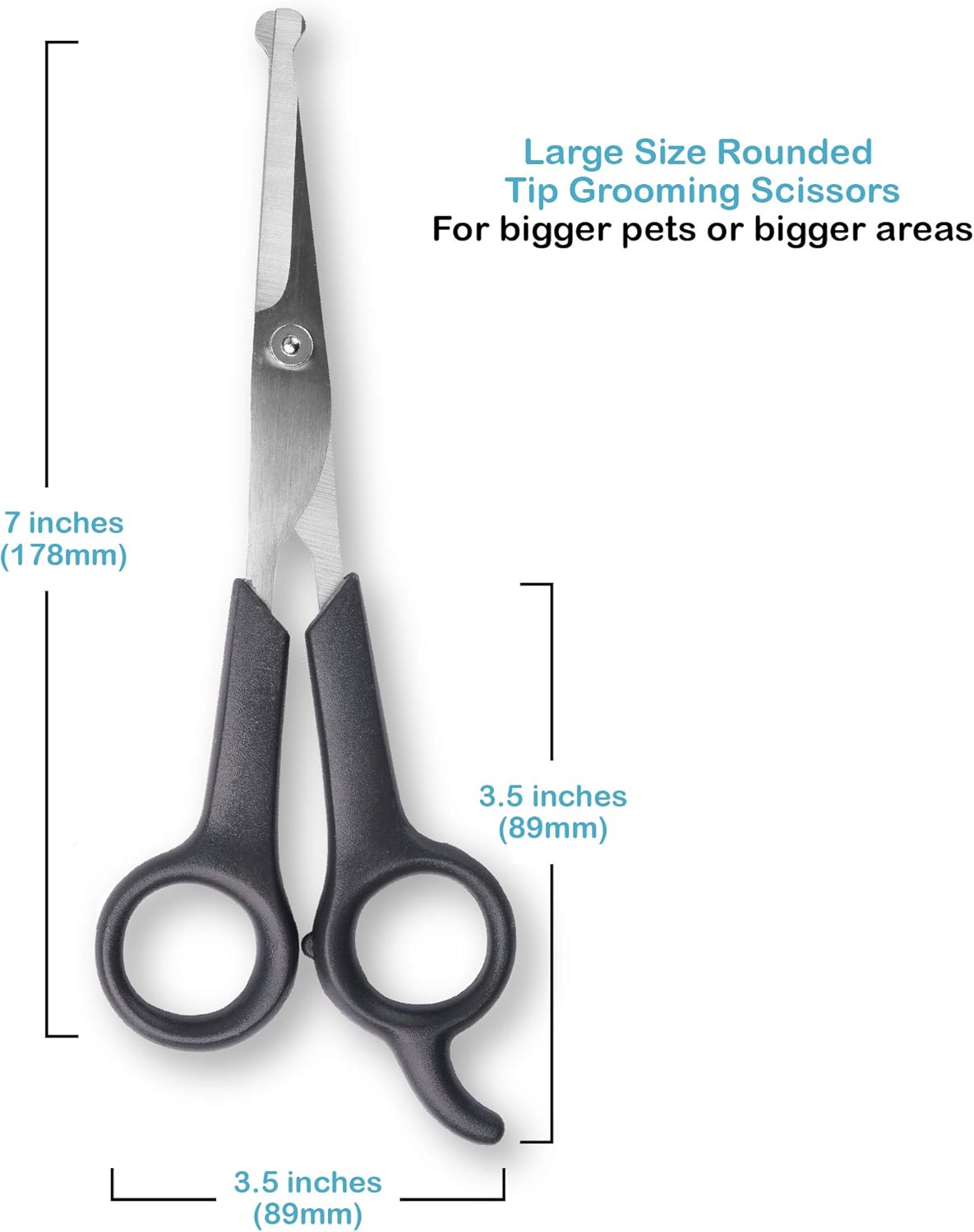 Pets First #1 Pet Grooming Scissors Body & Facial Trimmer Durable Stainless Steel Blades. Rounded Tips Shears for Long Medium Short Thick Wiry Curly Hair. Lightweight Cutter for Dogs & Cats. Set of 2