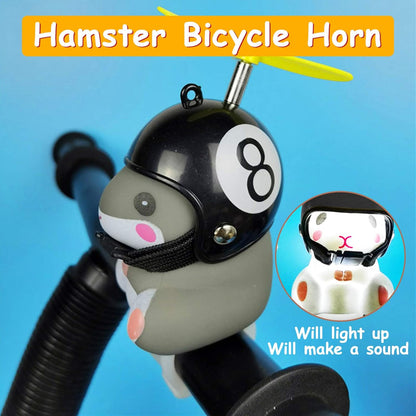 wonuu Duck Bike Bell with Light and Helmet Cute Hamster Bicycle Horn, Dashboard Decoration Hamster Toy Motorcycle Bike Bells Rubber Duck Car Dashboard Decorations