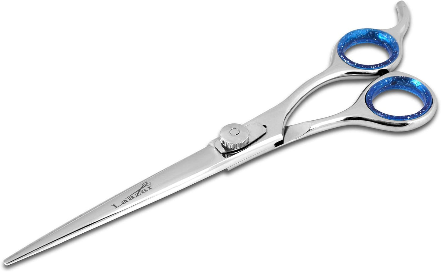 Laazar Pro Pet Grooming Scissors, Premium Steel Dog Grooming Shears with Blue Handles, Long-Lasting Sharp Blades (Straight, 9 Inches)